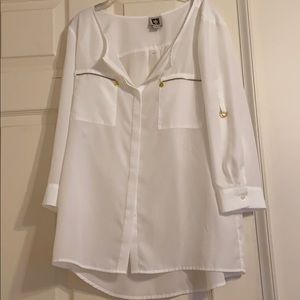 Anne Klein thin white Button down blouse